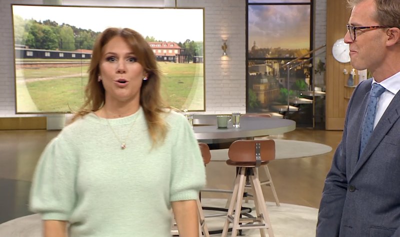 En flåsandes Maria Forsblom hann tillbaka innan det var dags för reklam. Foto: Skärmavbild TV4/Nyhetsmorgon. En flåsandes Maria Forsblom hann tillbaka innan det var dags för reklam. Foto: Skärmavbild TV4/Nyhetsmorgon.